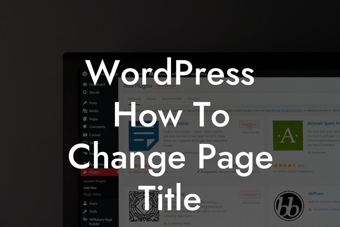 WordPress How To Change Page Title