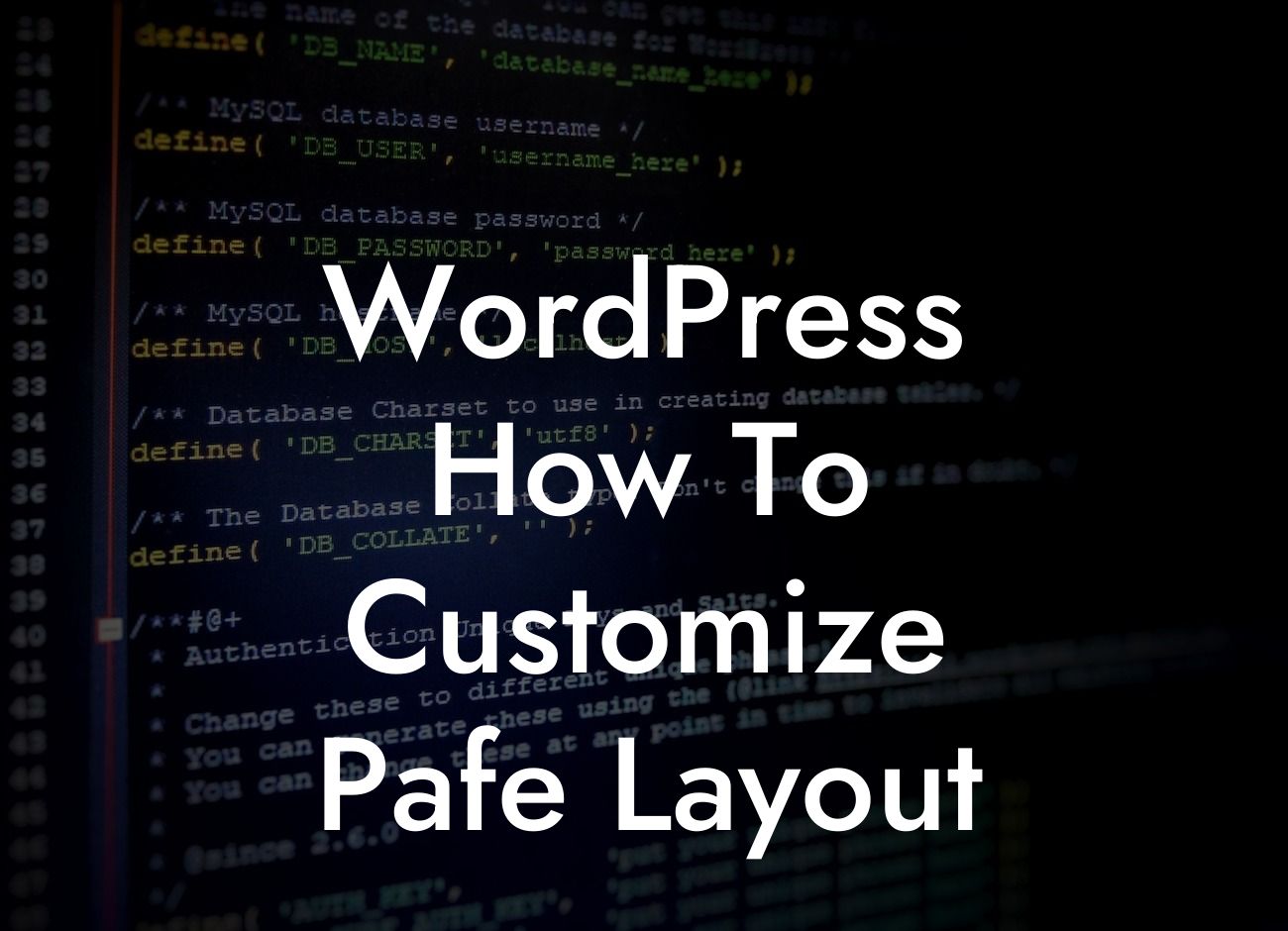 WordPress How To Customize Pafe Layout