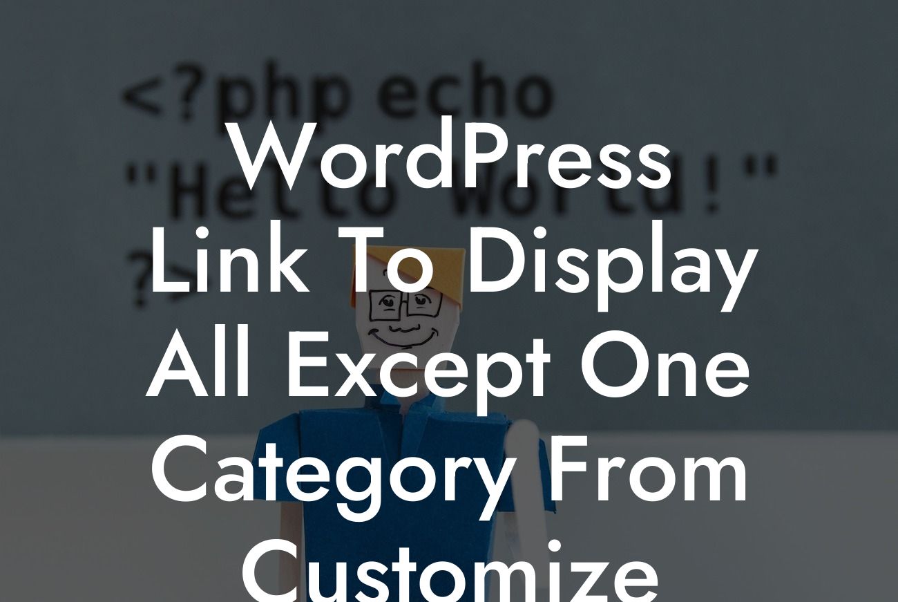 WordPress Link To Display All Except One Category From Customize