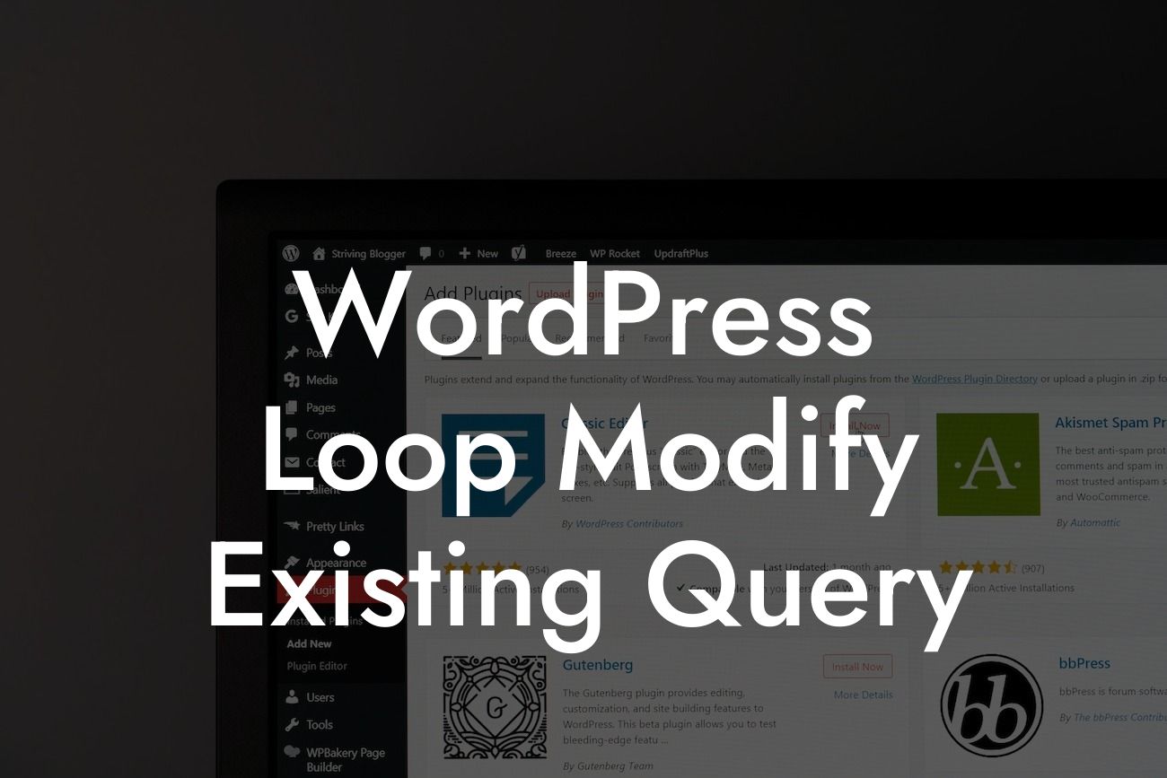 WordPress Loop Modify Existing Query