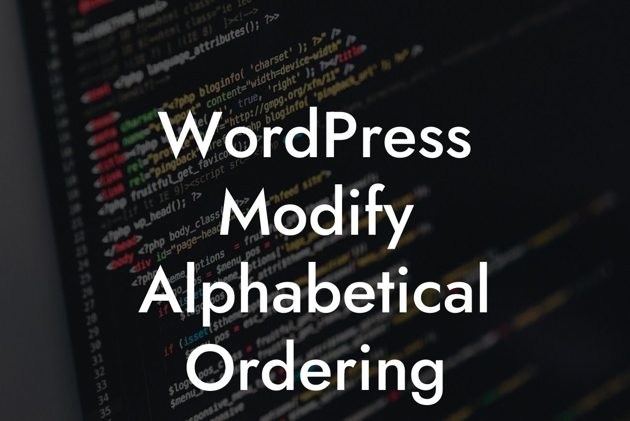 WordPress Modify Alphabetical Ordering