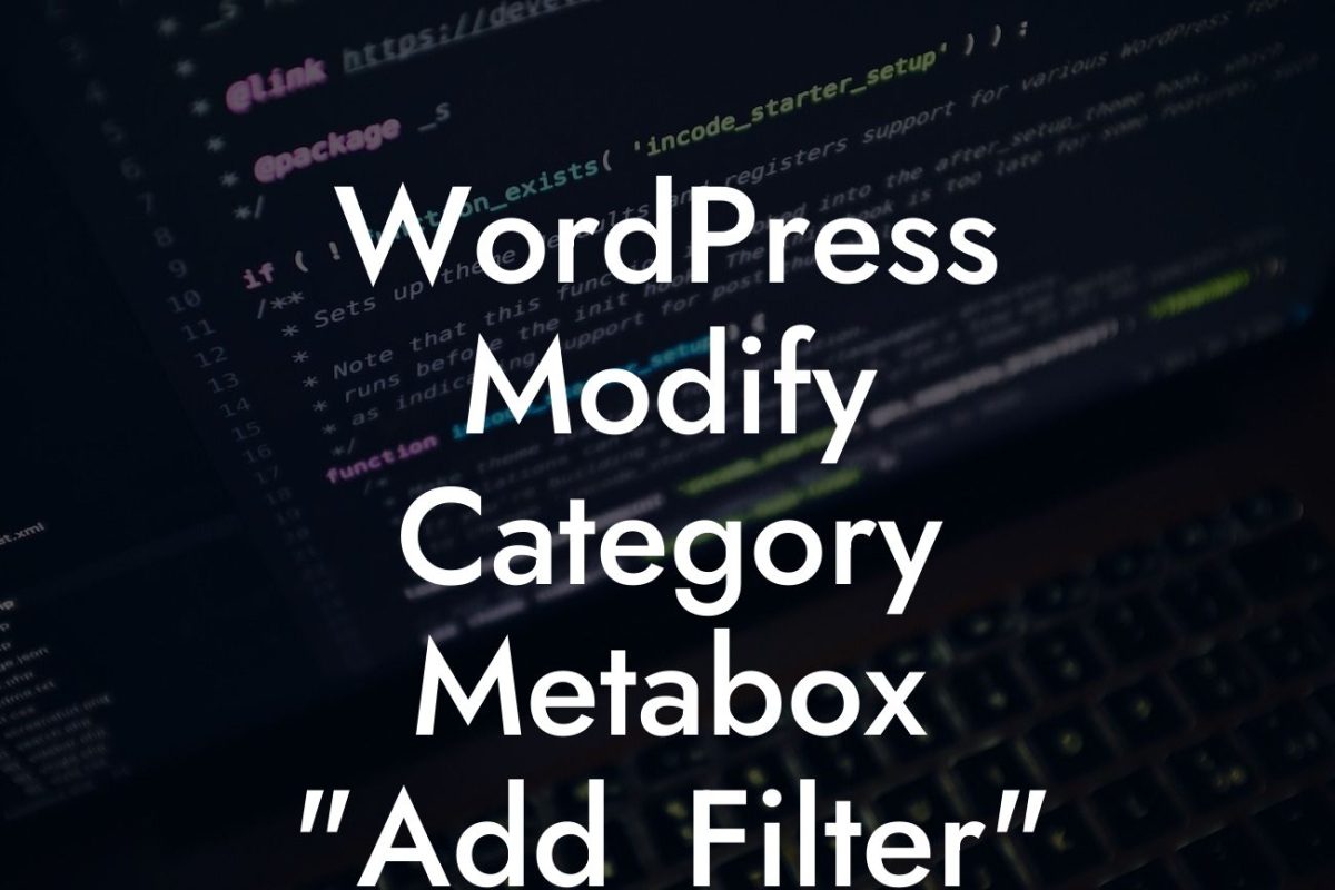 WordPress Modify Category Metabox "Add_Filter"