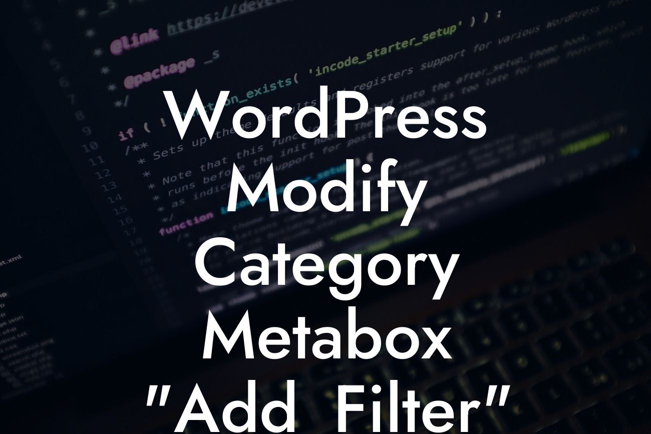 WordPress Modify Category Metabox "Add_Filter"
