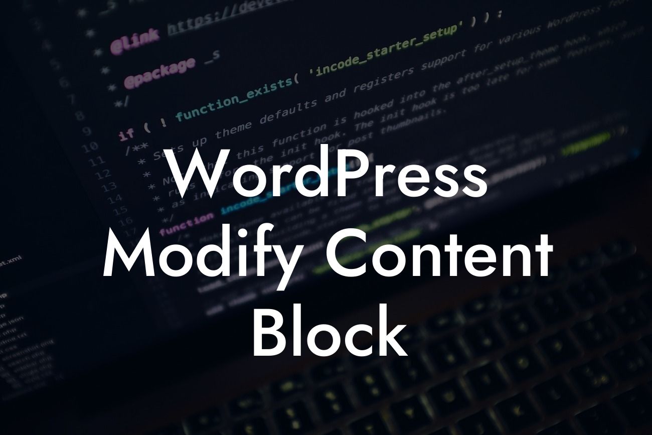 WordPress Modify Content Block