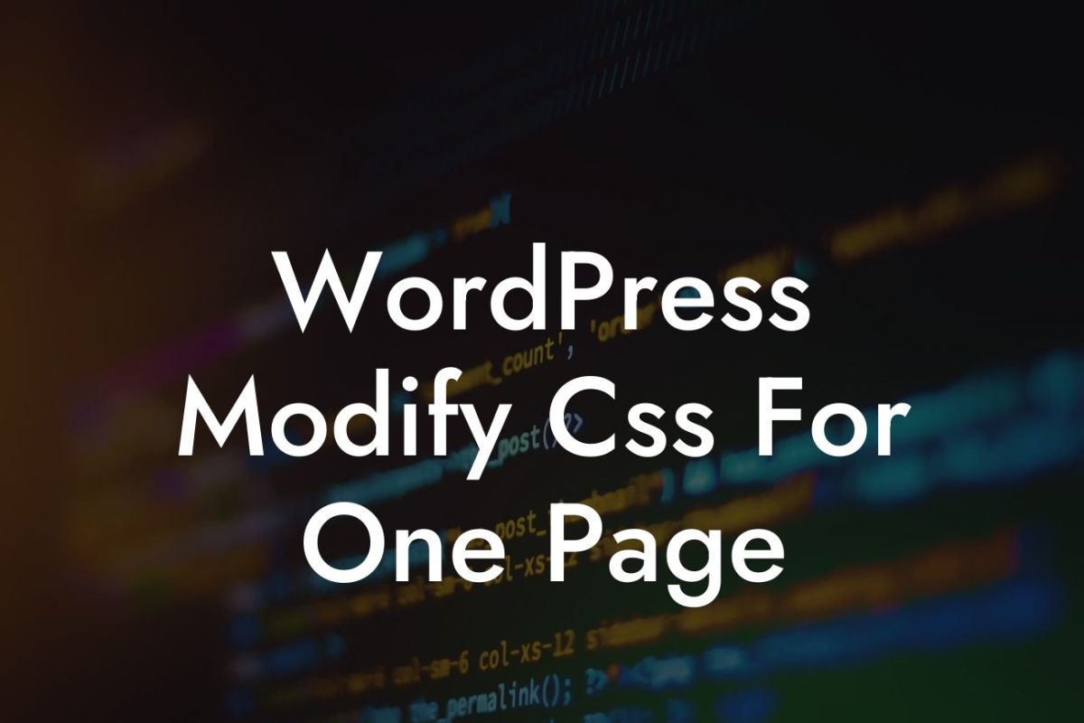 WordPress Modify Css For One Page