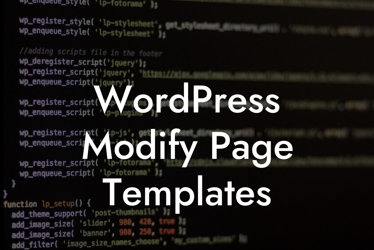 WordPress Modify Page Templates