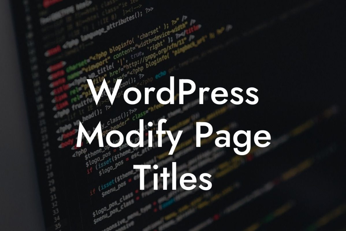 WordPress Modify Page Titles