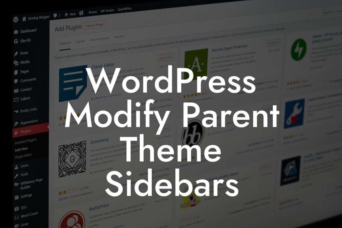 WordPress Modify Parent Theme Sidebars