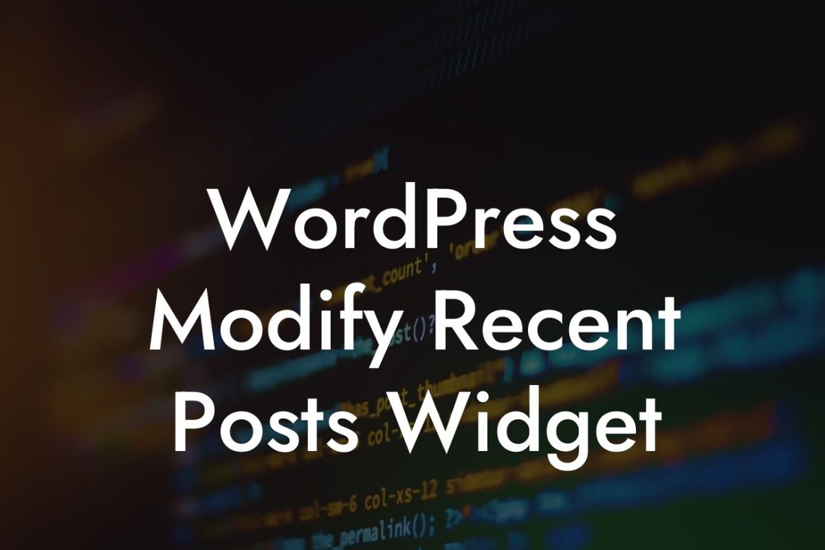 WordPress Modify Recent Posts Widget