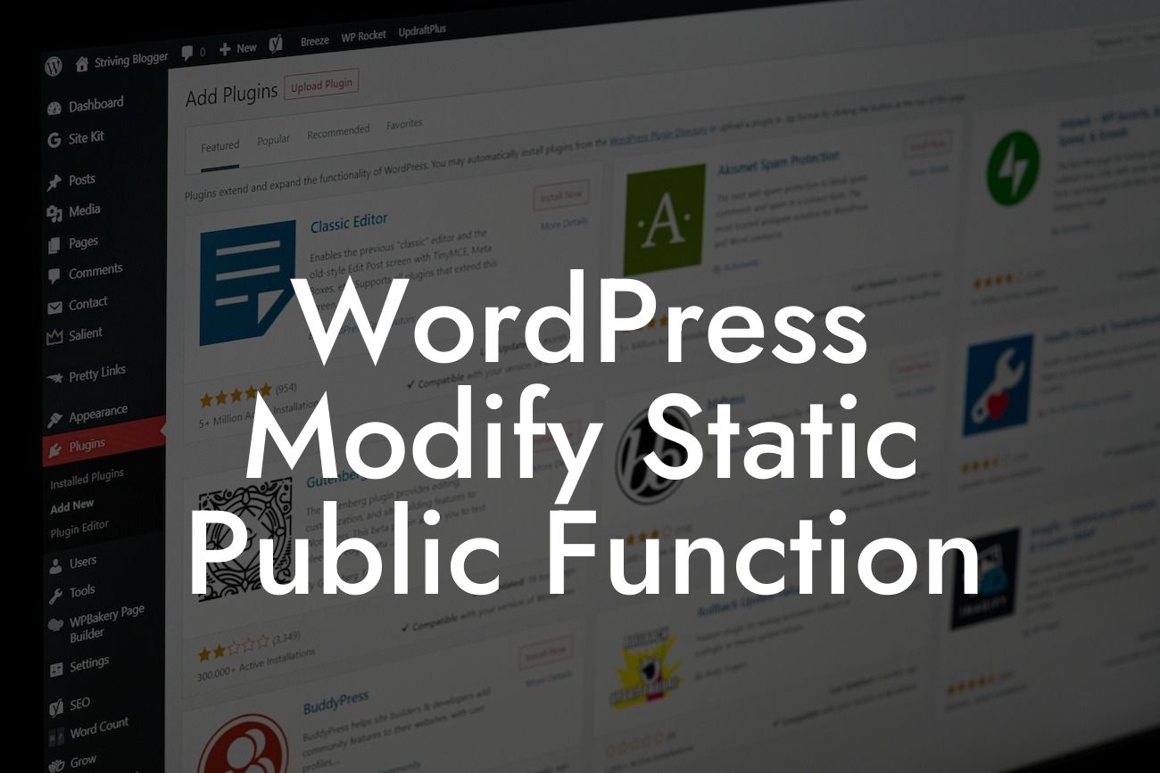 WordPress Modify Static Public Function