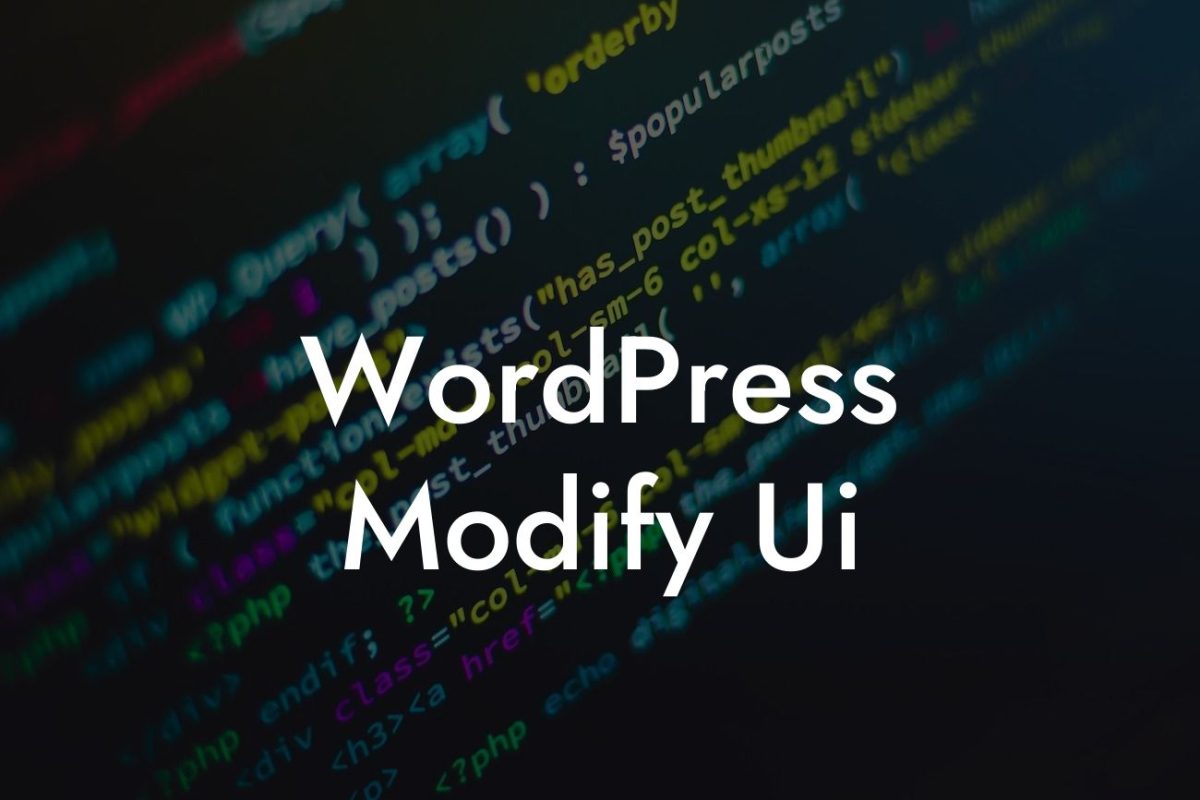 WordPress Modify Ui