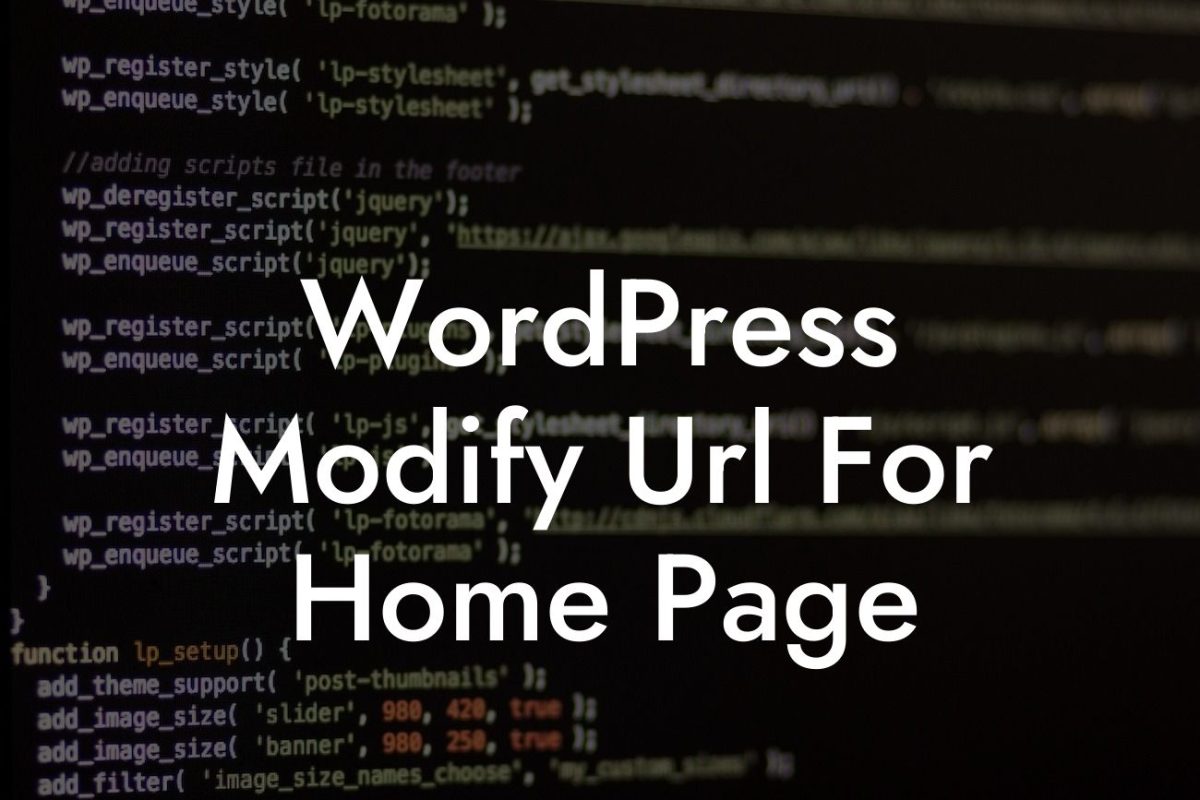 WordPress Modify Url For Home Page