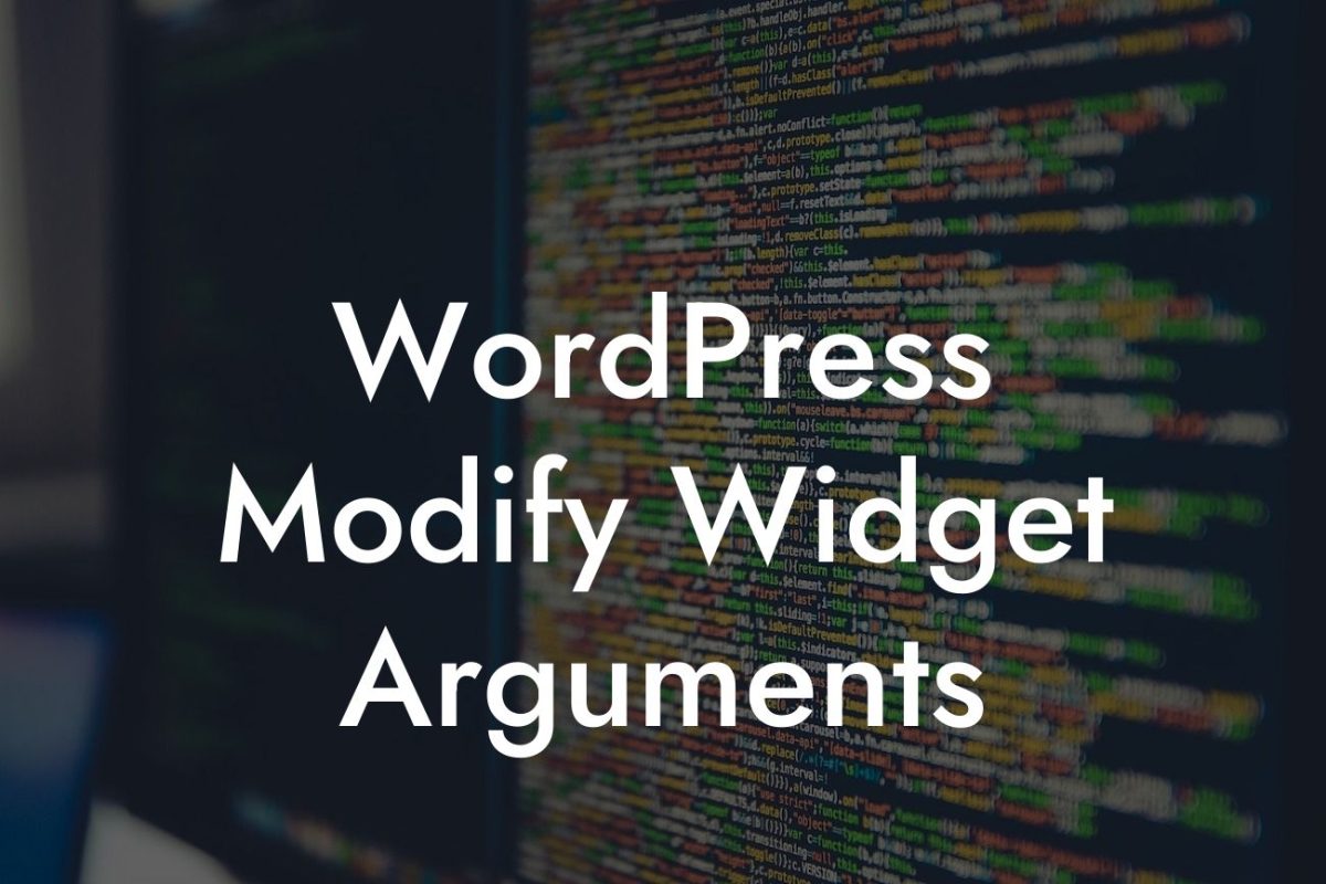 WordPress Modify Widget Arguments