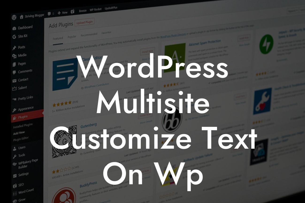 WordPress Multisite Customize Text On Wp