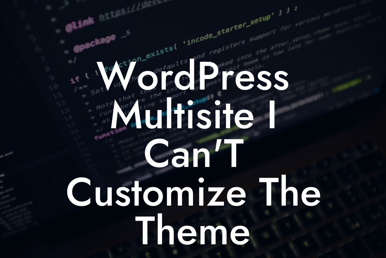 WordPress Multisite I Can'T Customize The Theme