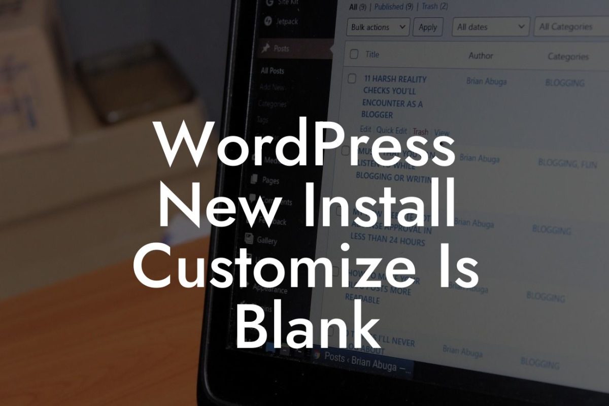 WordPress New Install Customize Is Blank