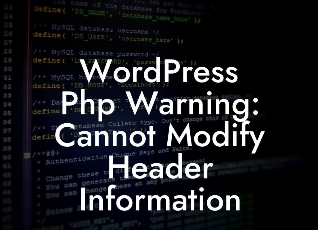 WordPress Php Warning: Cannot Modify Header Information