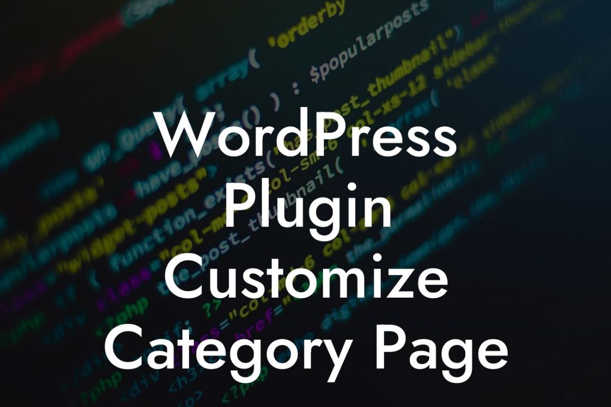 WordPress Plugin Customize Category Page