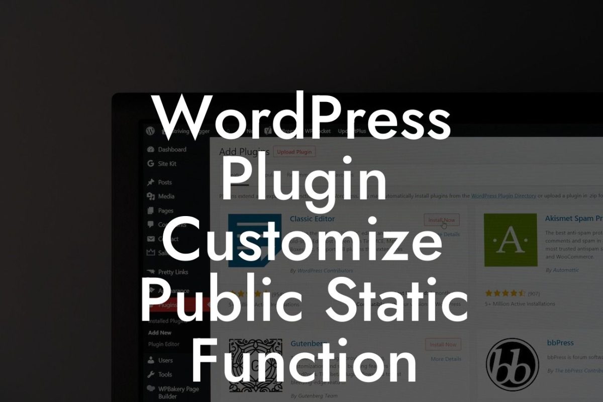 WordPress Plugin Customize Public Static Function