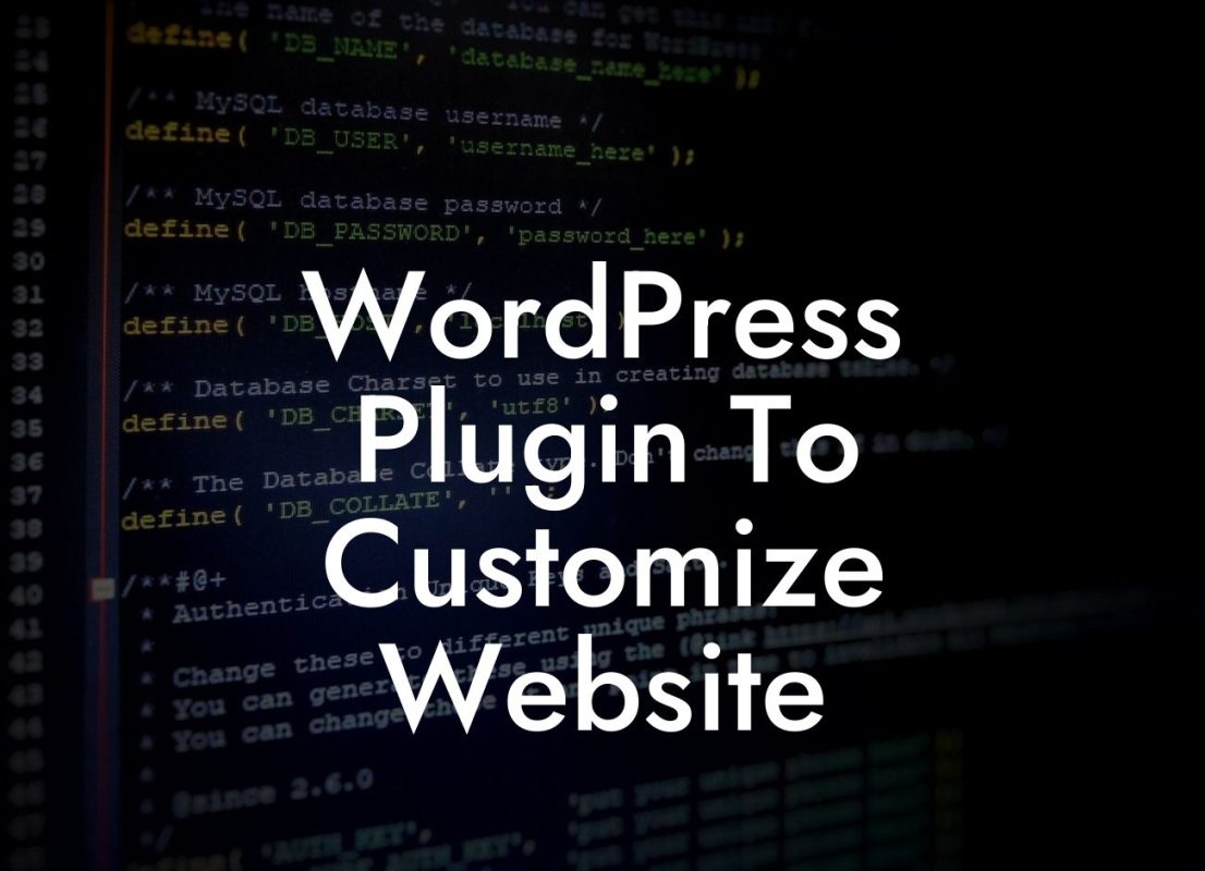 WordPress Plugin To Customize Website