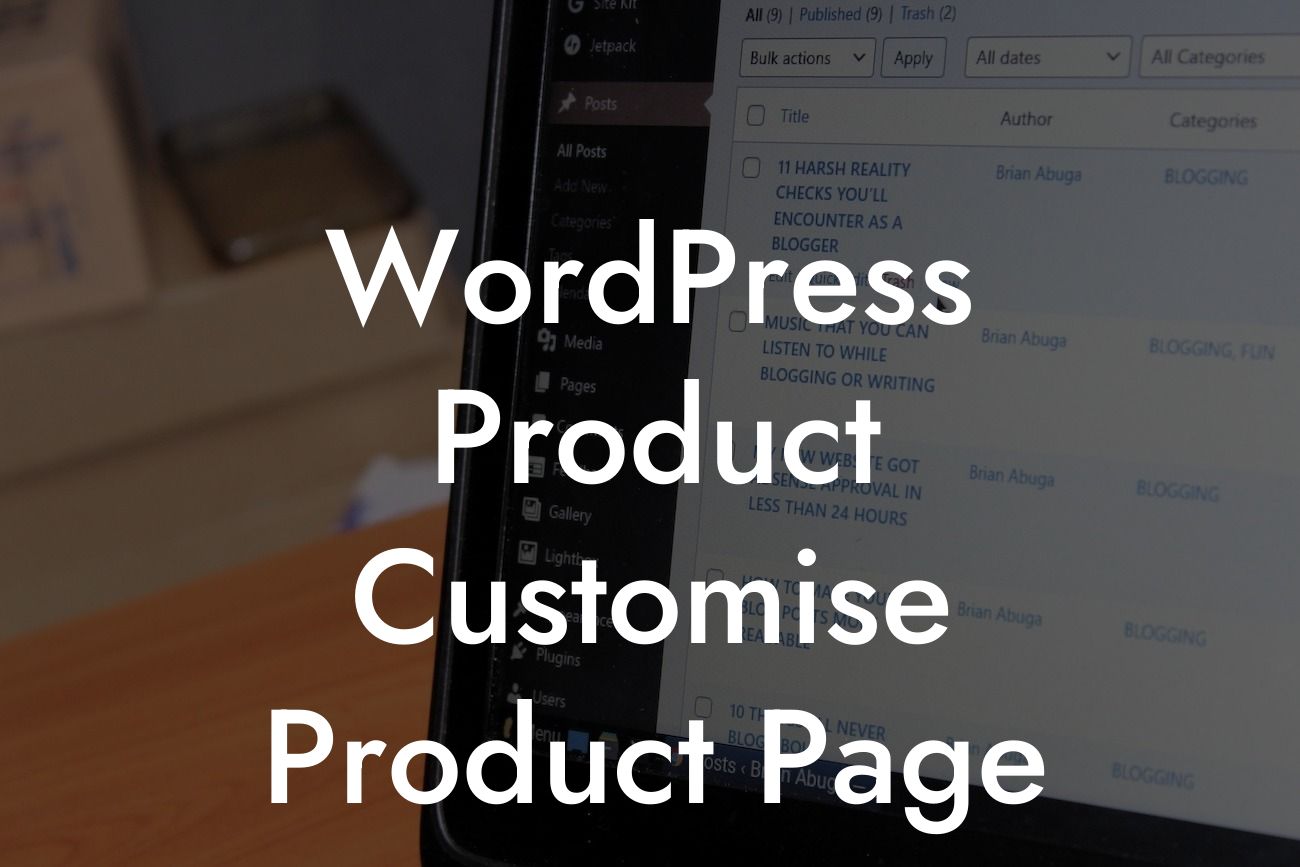 WordPress Product Customise Product Page