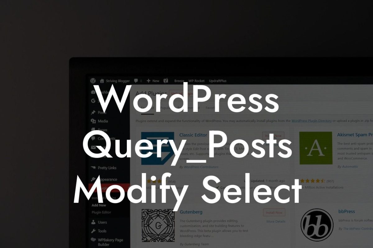 WordPress Query_Posts Modify Select