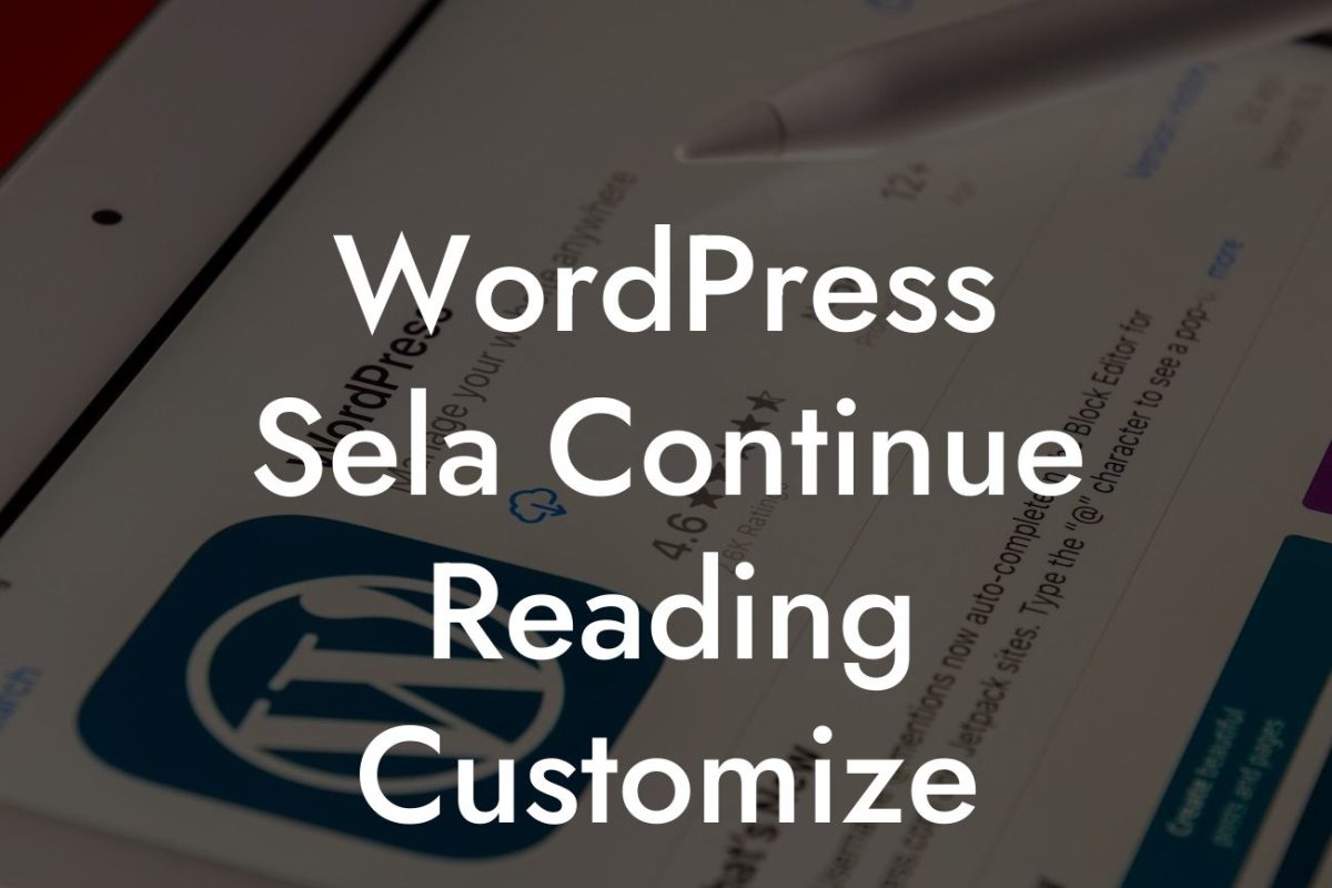 WordPress Sela Continue Reading Customize