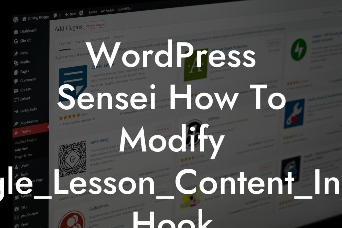WordPress Sensei How To Modify Sensei_Single_Lesson_Content_Inside_Before Hook
