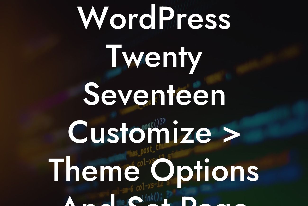 WordPress Twenty Seventeen Customize > Theme Options And Set Page Layout