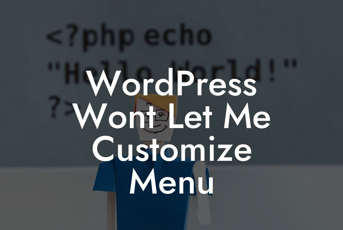 WordPress Wont Let Me Customize Menu