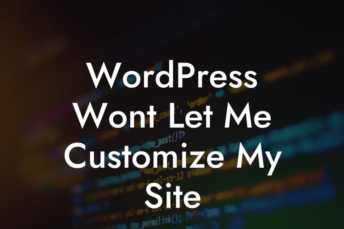 WordPress Wont Let Me Customize My Site