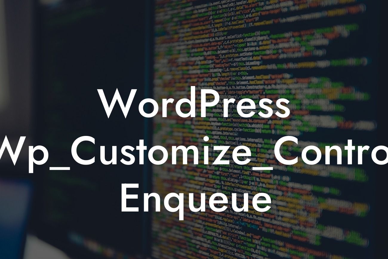 WordPress Wp_Customize_Control Enqueue